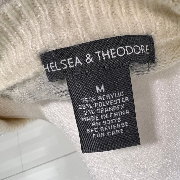 Chelsea & Theodore Off White & Navy Floral Relaxed Fit Sweater Size M - Picture 12 of 13